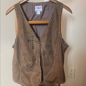 Roper Tan Suede Vest with Decorative Accents